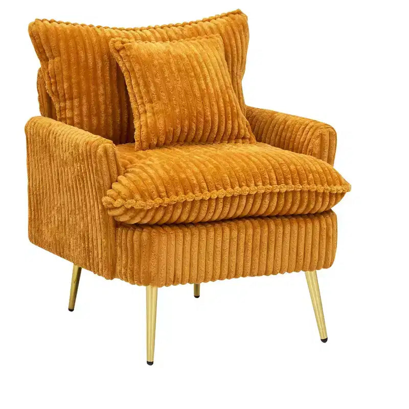 Okak Modern Fashion Arm Accent Chair Barrel Chairs with Golden Legs,Small Leisure Chair Single Sofa for Living Room,Apartment