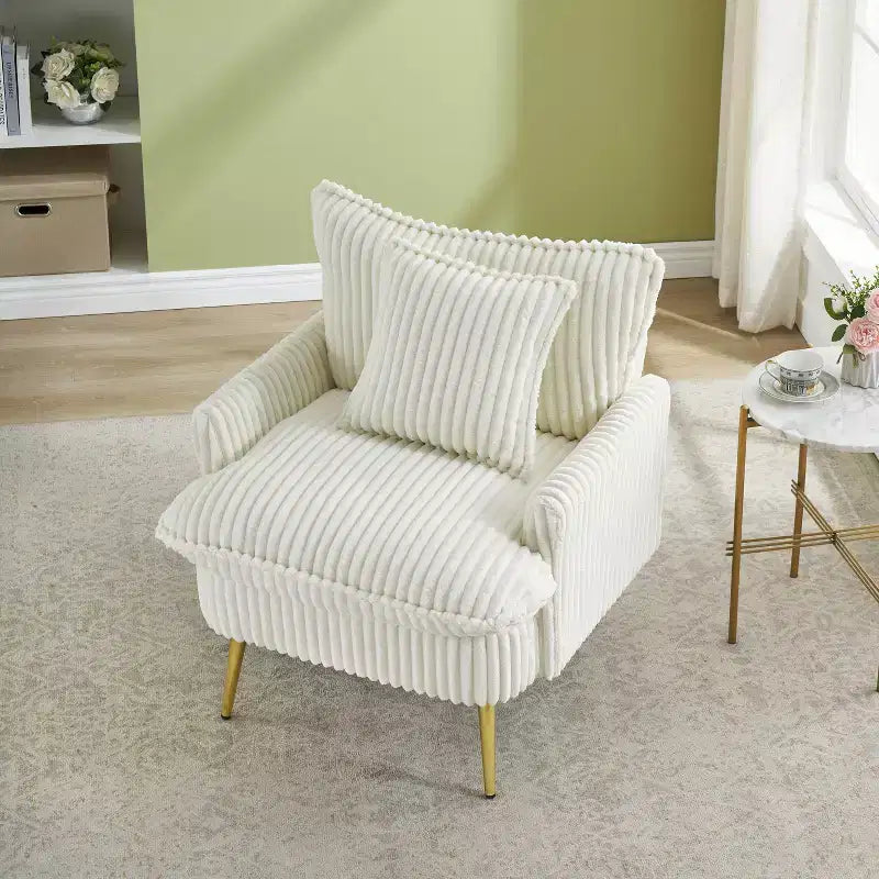 Okak Modern Fashion Arm Accent Chair Barrel Chairs with Golden Legs,Small Leisure Chair Single Sofa for Living Room,Apartment