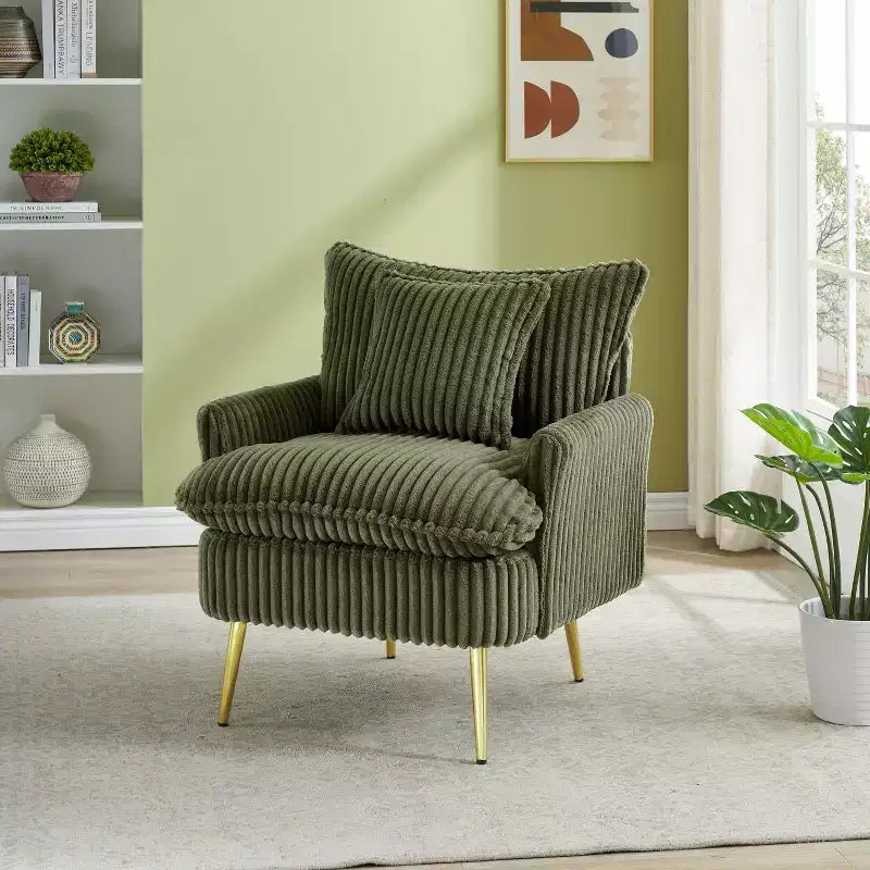 Okak Modern Fashion Arm Accent Chair Barrel Chairs with Golden Legs,Small Leisure Chair Single Sofa for Living Room,Apartment