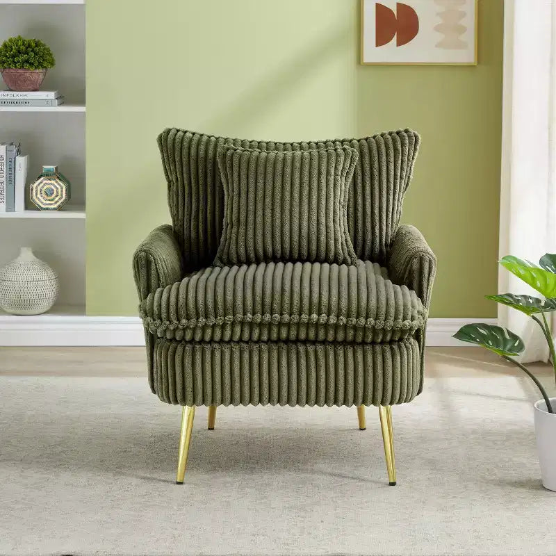 Okak Modern Fashion Arm Accent Chair Barrel Chairs with Golden Legs,Small Leisure Chair Single Sofa for Living Room,Apartment