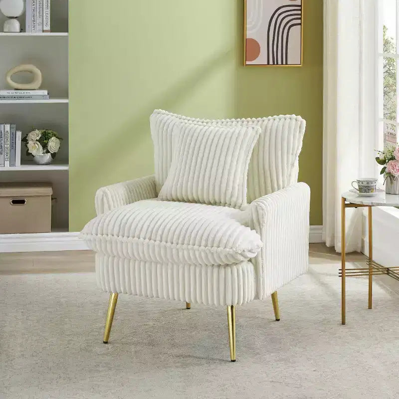 Okak Modern Fashion Arm Accent Chair Barrel Chairs with Golden Legs,Small Leisure Chair Single Sofa for Living Room,Apartment