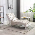 Okak Luxurious Velvet Button Tufted Chaise Lounge Chair with Transparent Feet,Comfy Upholstered Accent Chair for Bedroom,Living Room,Office