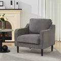 Modern Comfy Accent Chair, Linen Fabric Upholstered Armchair,Reading Side Chair, Single Sofa with Back Pillow and Wood Legs for Living Room, Beige