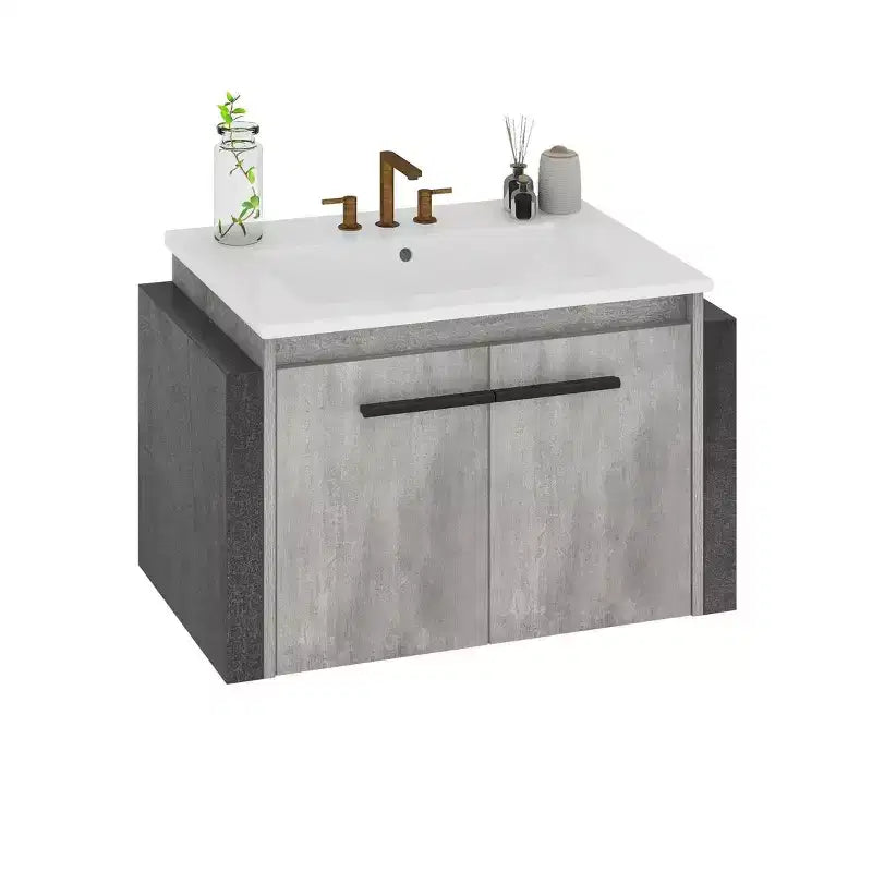 Meuble sous-vasque de salle de bain 24 pouces avec lavabo en céramique, meuble de rangement mural moderne pour salle de bain