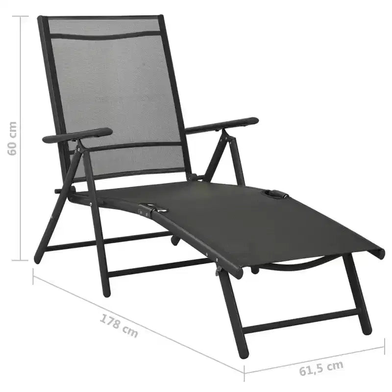 vidaXL Salon de jardin noir et anthracite en aluminium, textilène Medium - Anthracite