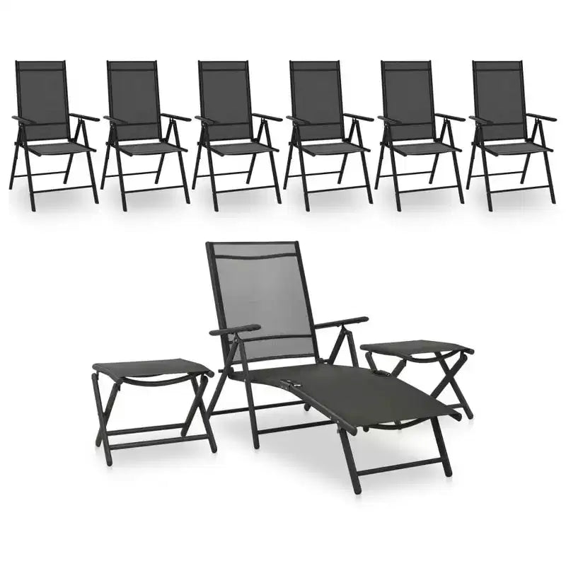 vidaXL Salon de jardin noir et anthracite en aluminium, textilène Medium - Anthracite