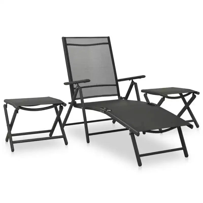 vidaXL Salon de jardin noir et anthracite en aluminium, textilène Medium - Anthracite