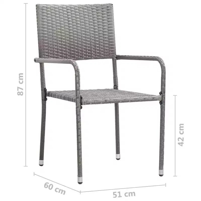 vidaXL Salon de jardin Table et chaises en polyrotin Anthracite 4 pcs