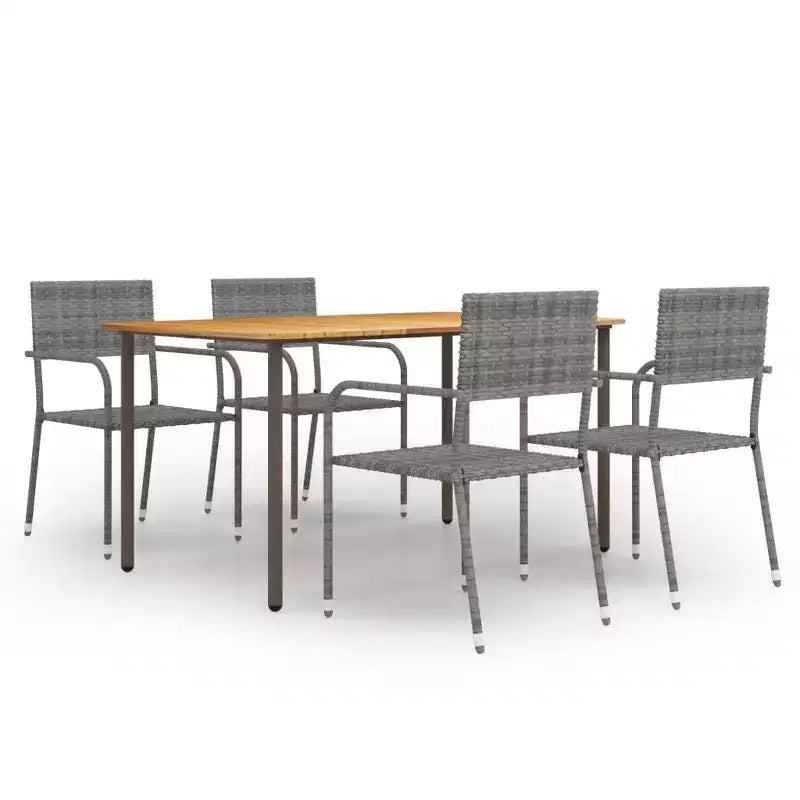 vidaXL Salon de jardin Table et chaises en polyrotin Anthracite 4 pcs