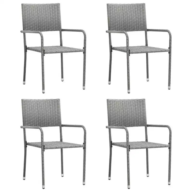 vidaXL Salon de jardin Table et chaises en polyrotin Anthracite 4 pcs
