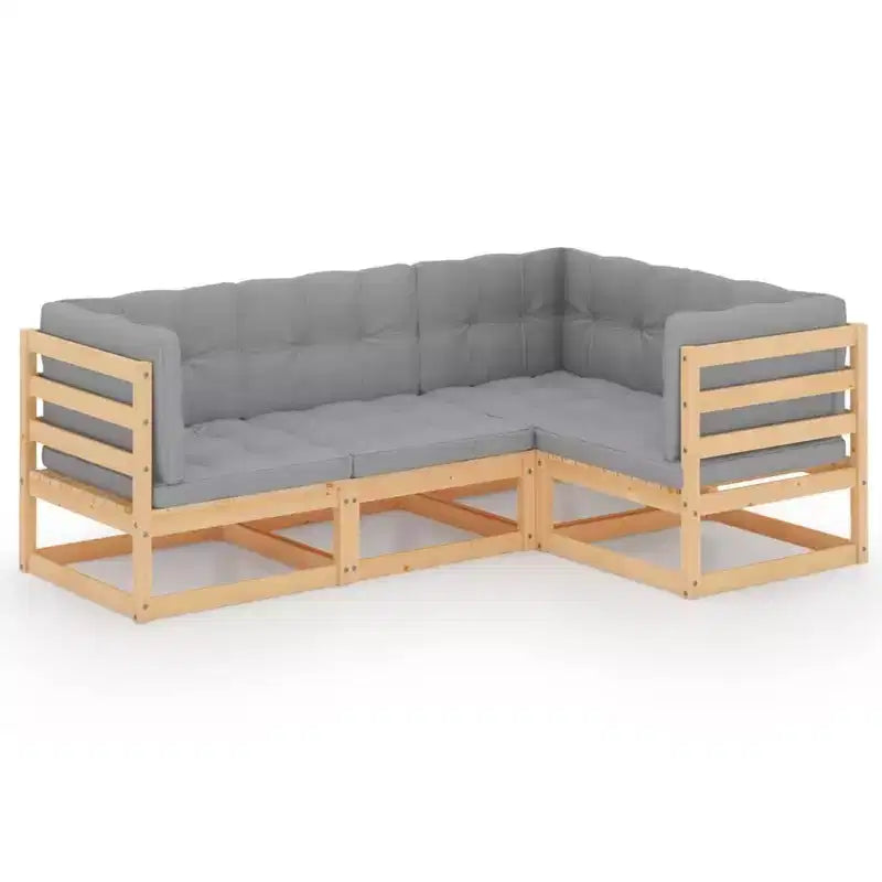 vidaXL Garden Lounge Set Grey Solid Pinewood Medium Modular