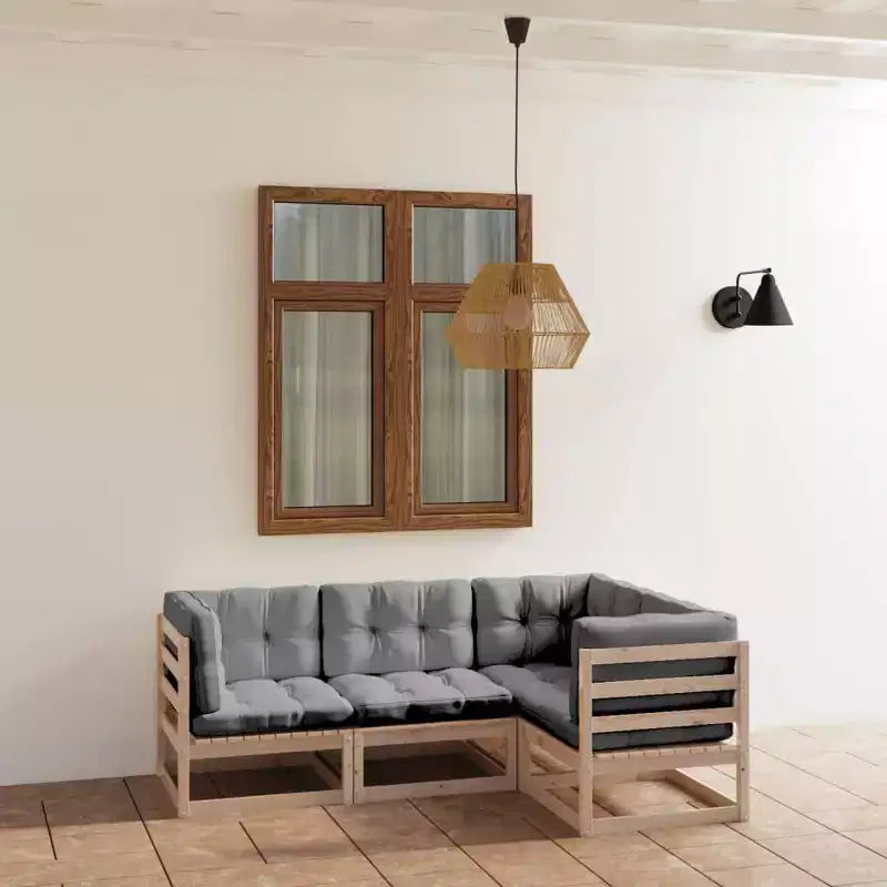 vidaXL Salon de jardin gris en pin massif Modulable moyen