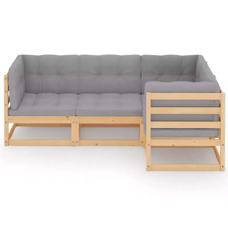 vidaXL Salon de jardin gris en pin massif Modulable moyen