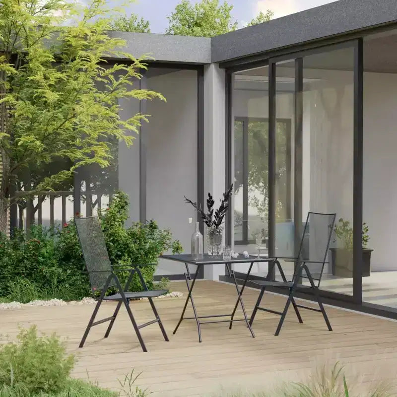 vidaXL Ensemble de salle à manger d'extérieur table et chaises de jardin en maille acier anthracite