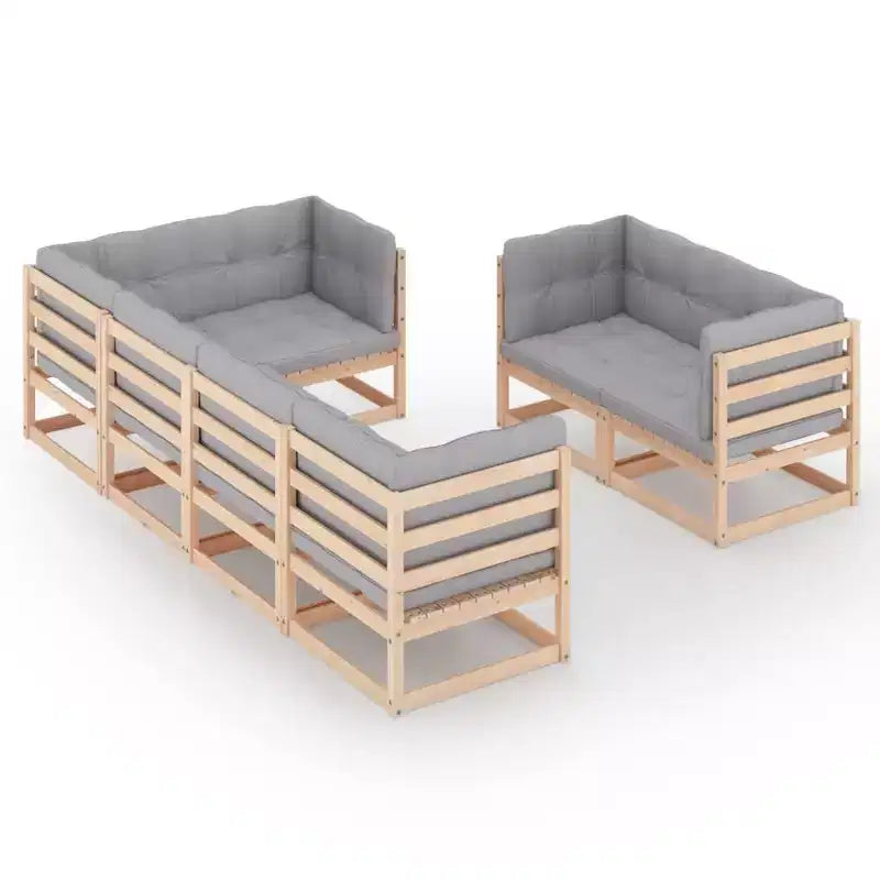 vidaXL Garden Lounge Set Grey, Natural Wood