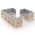 vidaXL Garden Lounge Set Grey, Natural Wood