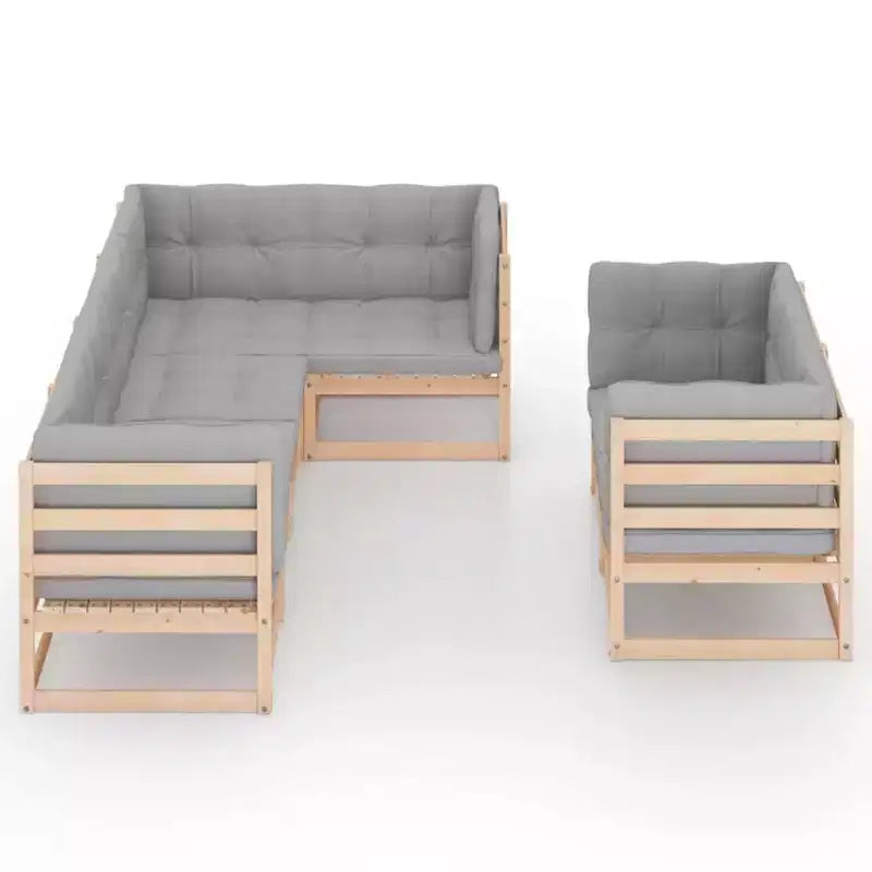 vidaXL Ensemble de jardin lounge bois naturel, gris
