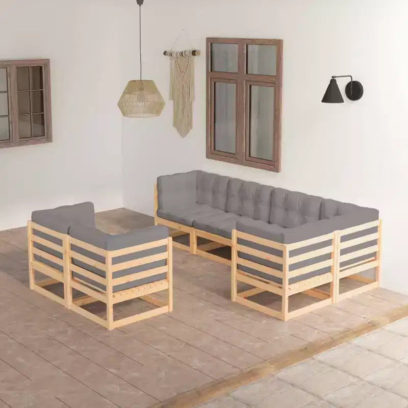 vidaXL Ensemble de jardin lounge bois naturel, gris