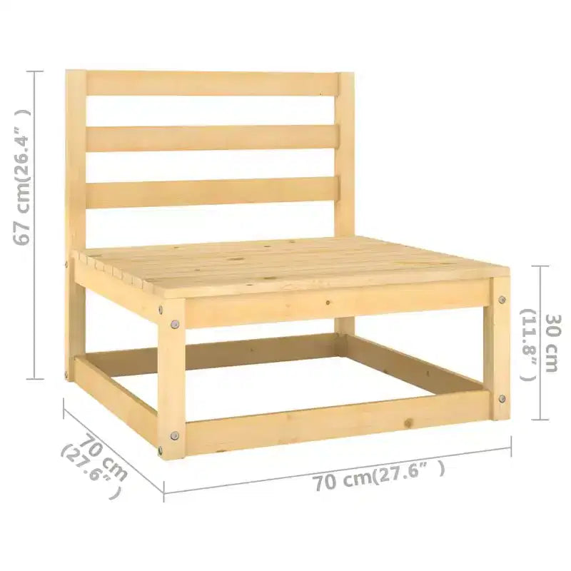 vidaXL Salon de jardin 10 pièces Canapé sectionnel extérieur Bois de pin massif - Naturel avec coussins