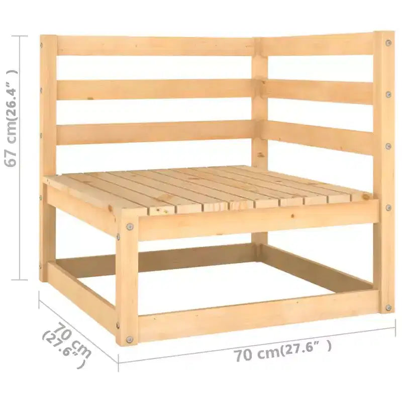 vidaXL Salon de jardin 10 pièces Canapé sectionnel extérieur Bois de pin massif - Naturel avec coussins