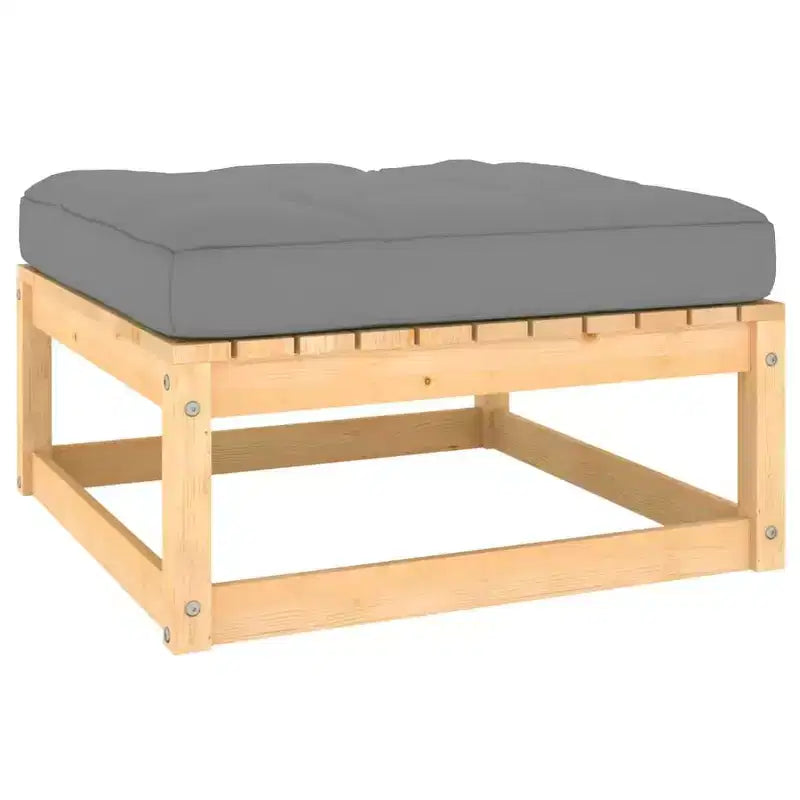 vidaXL Salon de jardin 10 pièces Canapé sectionnel extérieur Bois de pin massif - Naturel avec coussins