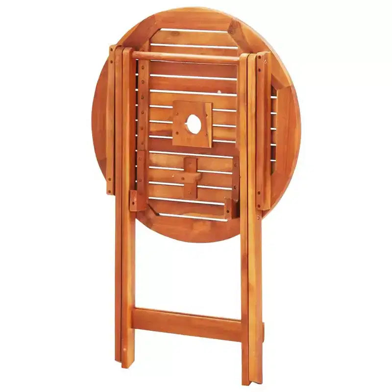 vidaXL Ensemble de salle à manger d'extérieur avec table et chaises pliantes, 3 pièces, bois d'eucalyptus massif, table ronde avec trou pour parasol, design rustique