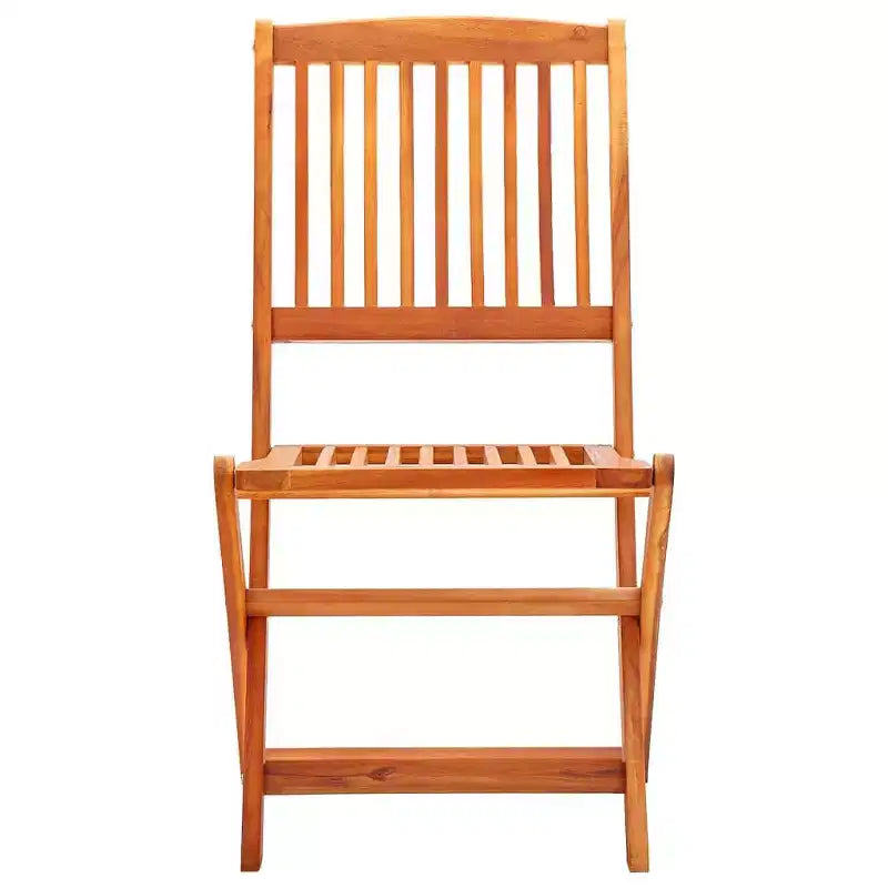 vidaXL Ensemble de salle à manger d'extérieur avec table et chaises pliantes, 3 pièces, bois d'eucalyptus massif, table ronde avec trou pour parasol, design rustique