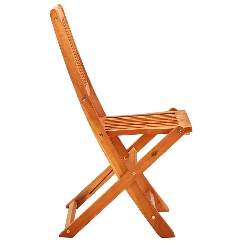 vidaXL Ensemble de salle à manger d'extérieur avec table et chaises pliantes, 3 pièces, bois d'eucalyptus massif, table ronde avec trou pour parasol, design rustique