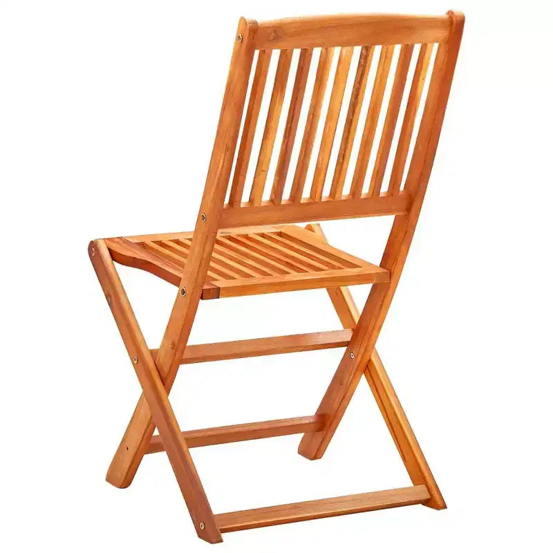 vidaXL Ensemble de salle à manger d'extérieur avec table et chaises pliantes, 3 pièces, bois d'eucalyptus massif, table ronde avec trou pour parasol, design rustique