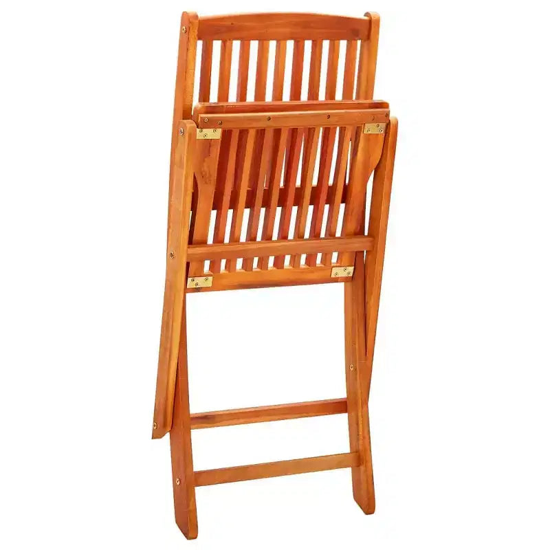 vidaXL Ensemble de salle à manger d'extérieur avec table et chaises pliantes, 3 pièces, bois d'eucalyptus massif, table ronde avec trou pour parasol, design rustique