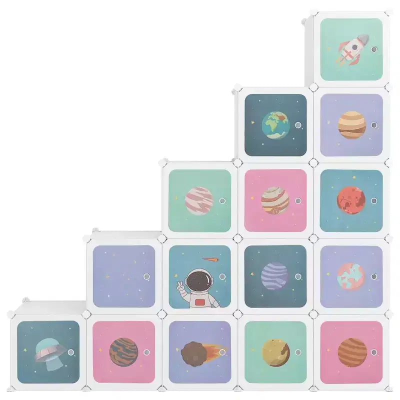 Meuble de rangement Cube pour enfants avec 15 casiers Organisateur bibliothèque Blanc 61 60.6