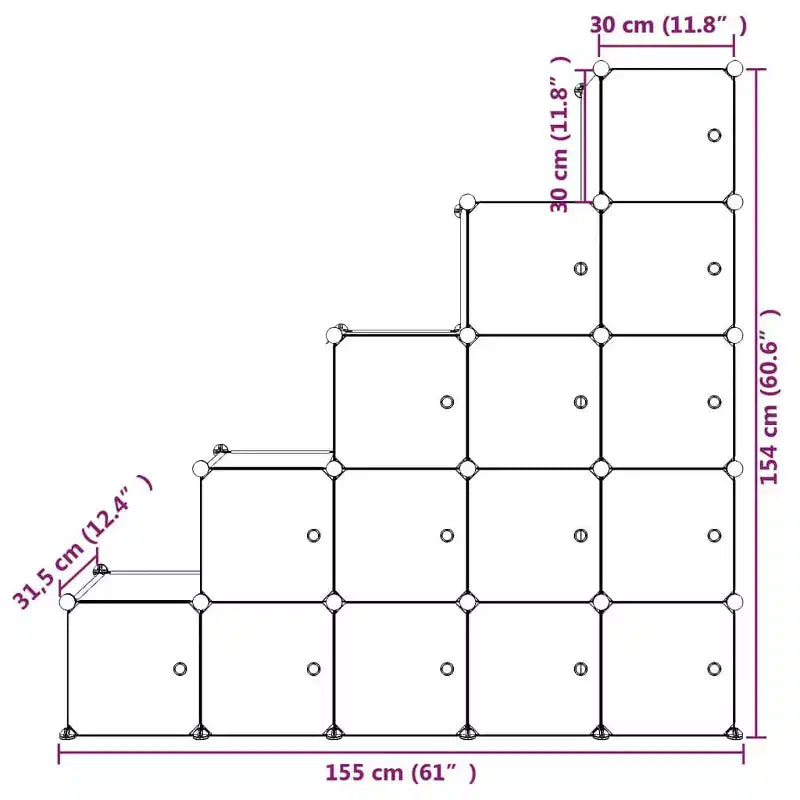 Meuble de rangement Cube pour enfants avec 15 casiers Organisateur bibliothèque Blanc 61 60.6