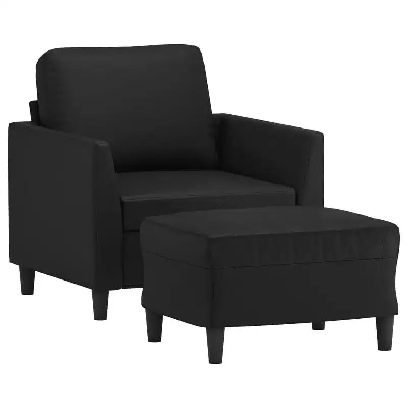 vidaXL Fauteuil d'appoint avec repose-pieds en similicuir - Noir