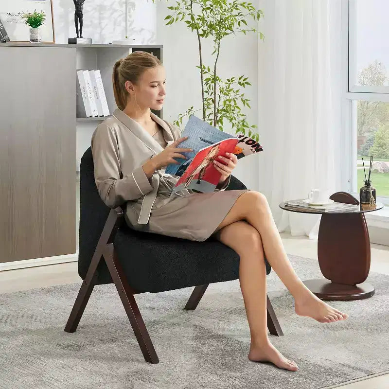 Fauteuil de style moderne, en PU, confortable fauteuil de lecture rembourré, sans accoudoirs, adapté au salon et à la chambre à coucher