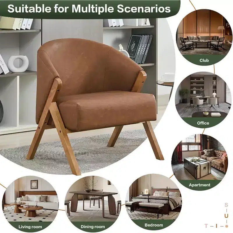 Fauteuil de style moderne, en PU, confortable fauteuil de lecture rembourré, sans accoudoirs, adapté au salon et à la chambre à coucher