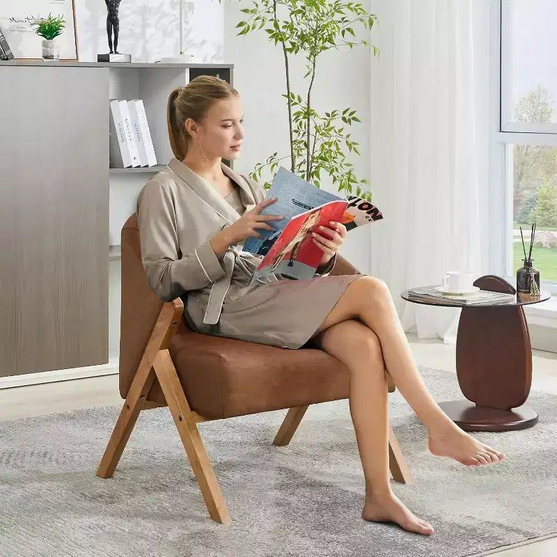 Fauteuil de style moderne, en PU, confortable fauteuil de lecture rembourré, sans accoudoirs, adapté au salon et à la chambre à coucher