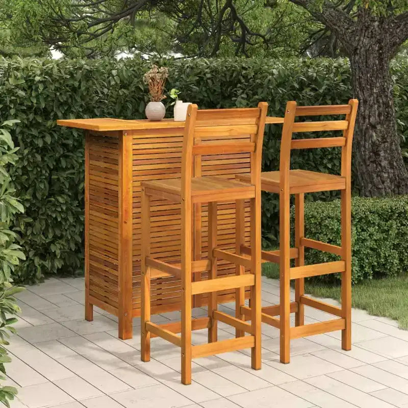 vidaXL Table de bar et chaises Ensemble de salle à manger 3 pièces en bois d'acacia massif