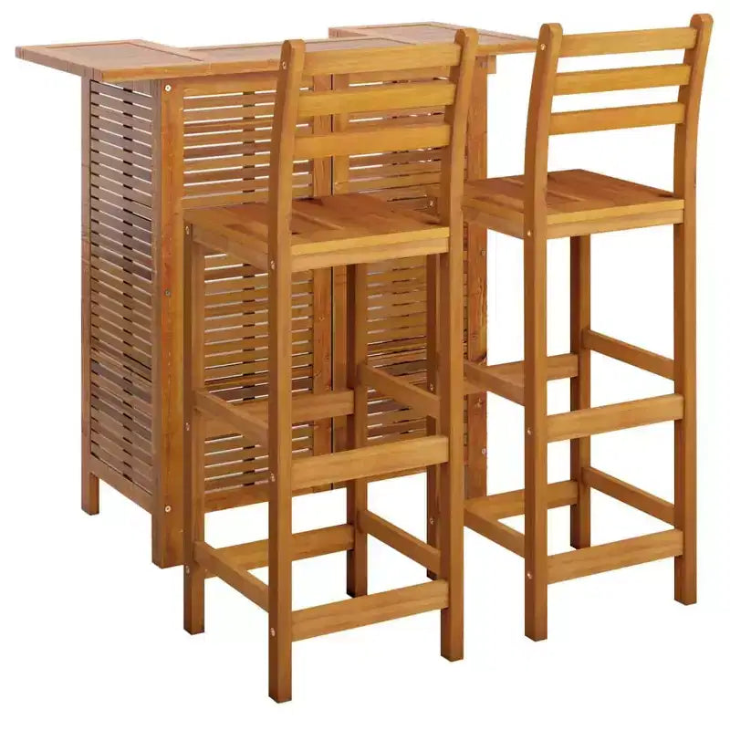vidaXL Table de bar et chaises Ensemble de salle à manger 3 pièces en bois d'acacia massif
