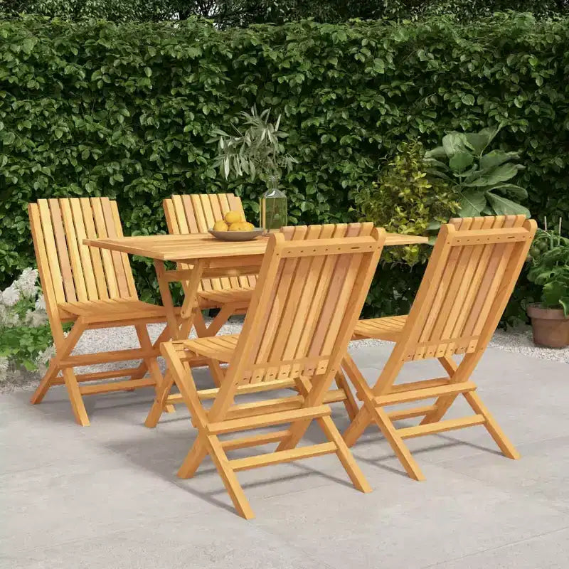 vidaXL Ensemble de salle à manger de jardin Teck naturel Bois de teck massif Taille M Pliable