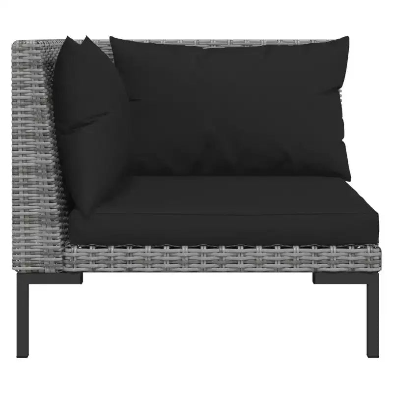 vidaXL Salon de jardin modulaire avec table en résine tressée gris foncé
