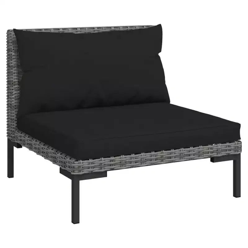 vidaXL Salon de jardin modulaire avec table en résine tressée gris foncé