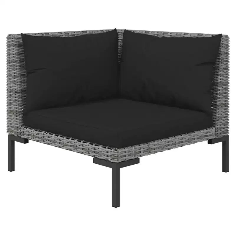 vidaXL Salon de jardin modulaire avec table en résine tressée gris foncé