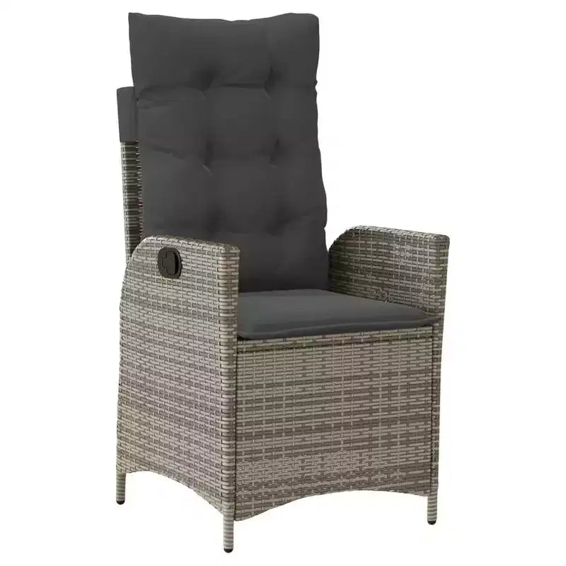 vidaXL Ensemble de salle à manger 5 pièces avec coussins - Chaises inclinables réglables et table en bois d'acacia - Résine tressée gris pour jardin, patio, arrière-cour