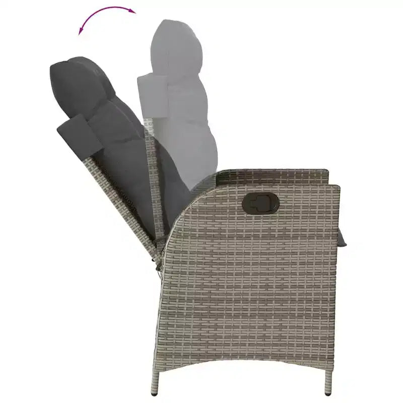 vidaXL Ensemble de salle à manger 5 pièces avec coussins - Chaises inclinables réglables et table en bois d'acacia - Résine tressée gris pour jardin, patio, arrière-cour