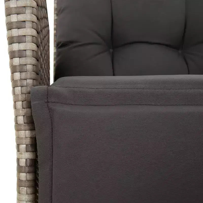 vidaXL Ensemble de salle à manger 5 pièces avec coussins - Chaises inclinables réglables et table en bois d'acacia - Résine tressée gris pour jardin, patio, arrière-cour