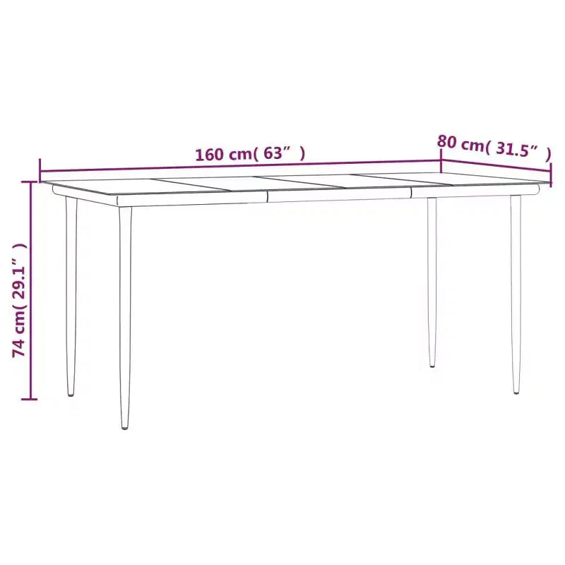 vidaXL Salon de jardin noir en résine tressée, acier et verre trempé - 63 Table longueur 6 articles