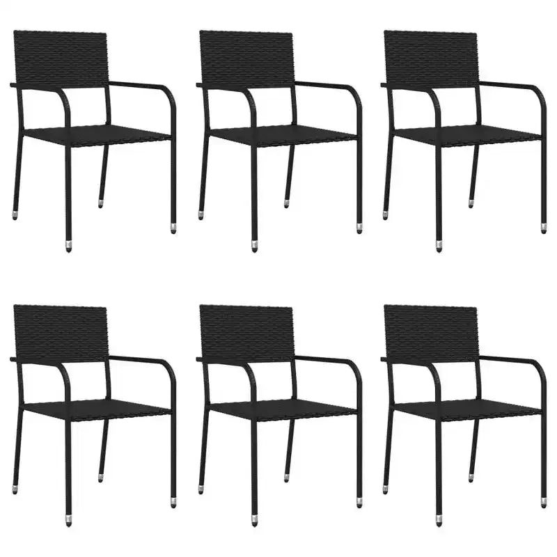 vidaXL Salon de jardin noir en résine tressée, acier et verre trempé - 63 Table longueur 6 articles