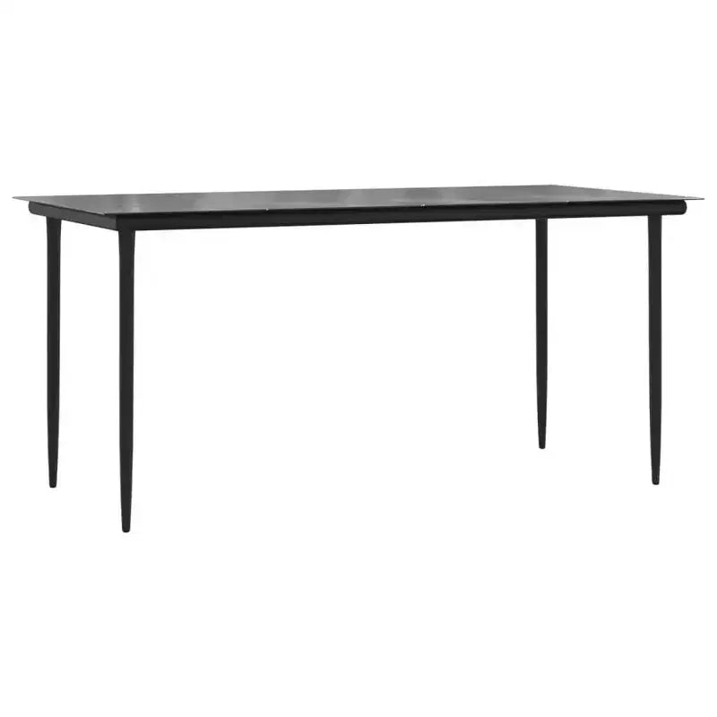 vidaXL Salon de jardin noir en résine tressée, acier et verre trempé - 63 Table longueur 6 articles