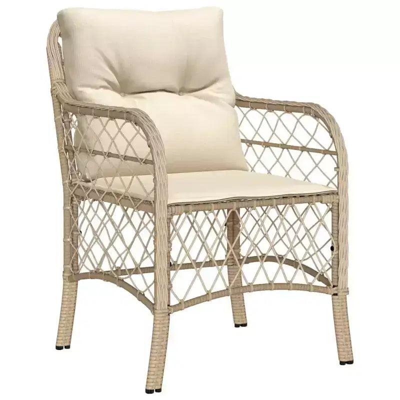 vidaXL Ensemble de salle à manger d'extérieur 7 pièces avec coussins en résine tressée beige - Table en bois d'acacia, sièges rembourrés pour jardin, terrasse, arrière-cour