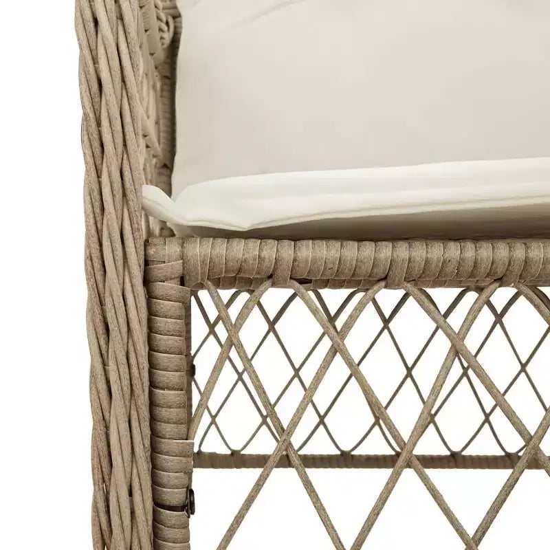 vidaXL Ensemble de salle à manger d'extérieur 7 pièces avec coussins en résine tressée beige - Table en bois d'acacia, sièges rembourrés pour jardin, terrasse, arrière-cour